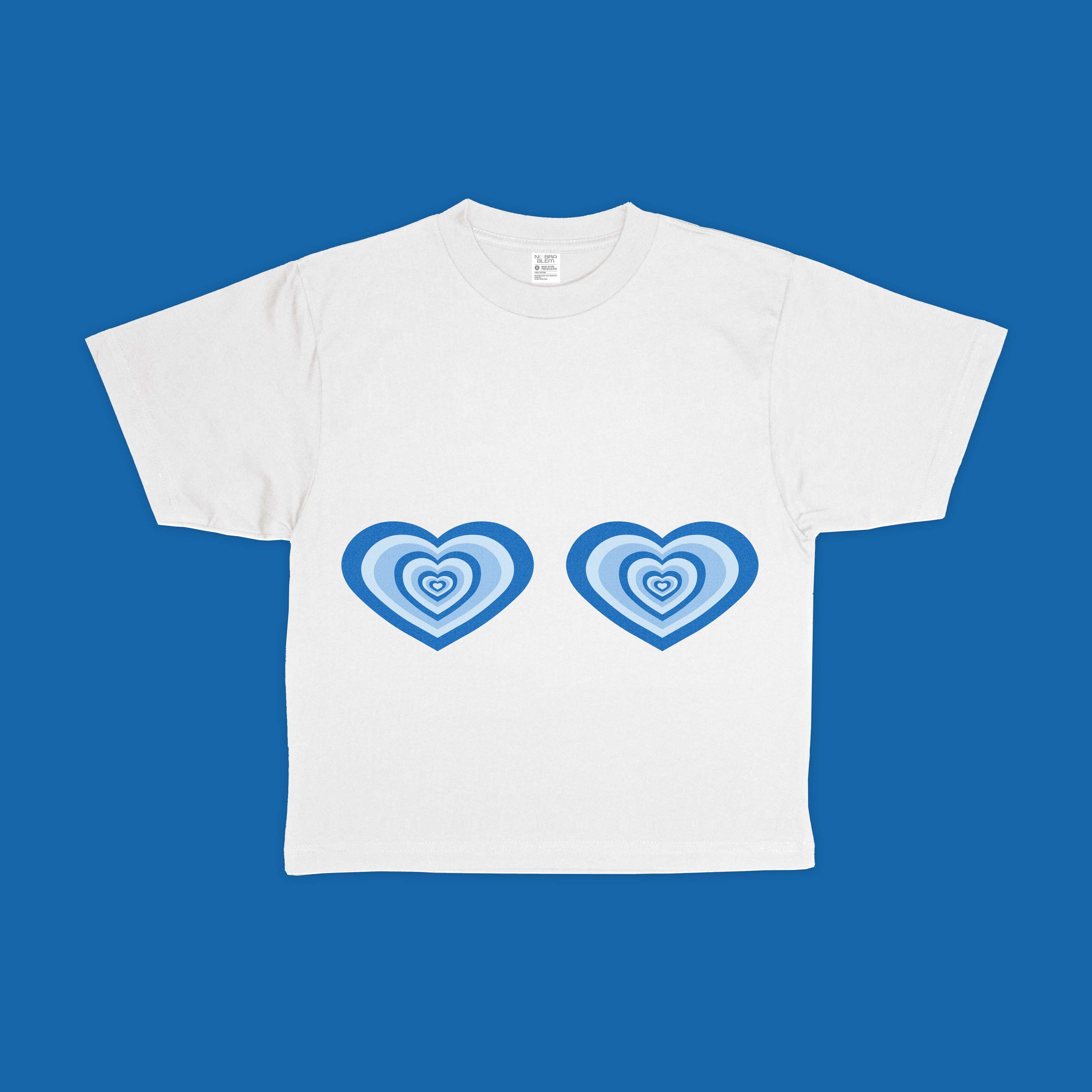 Blue Heart No-Bra Boob Tee